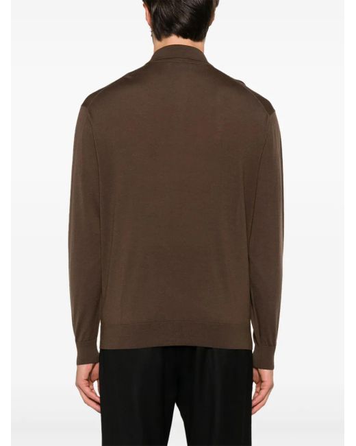 D4.0 Brown Fine-Knit Polo Shirt for men