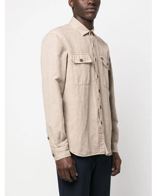 Fay Natural Logo-Patch Button-Up Shirt for men