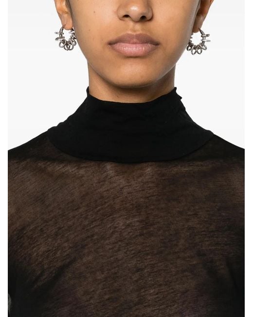 Helmut Lang Black Sheer Turtleneck Long-Sleeve T-Shirt