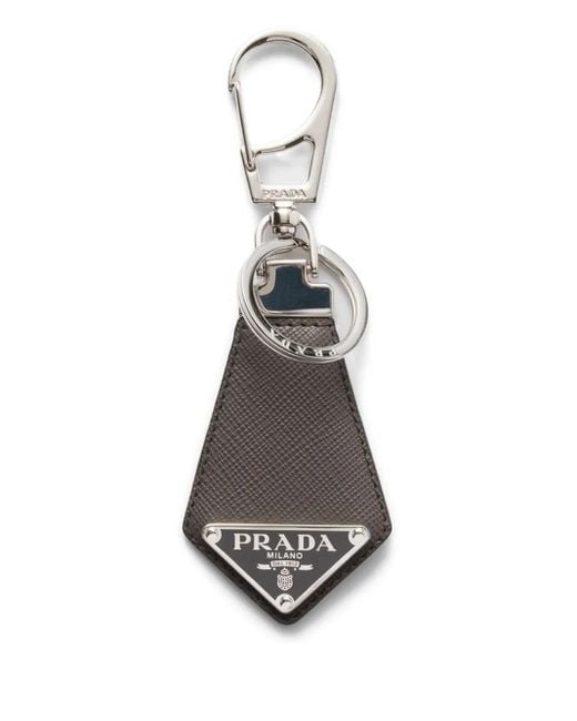 Prada White Saffiano Leather Keyring Charm for men