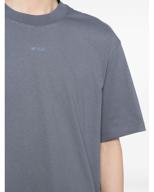 HUGO Gray Logo-print Cotton T-shirt for men
