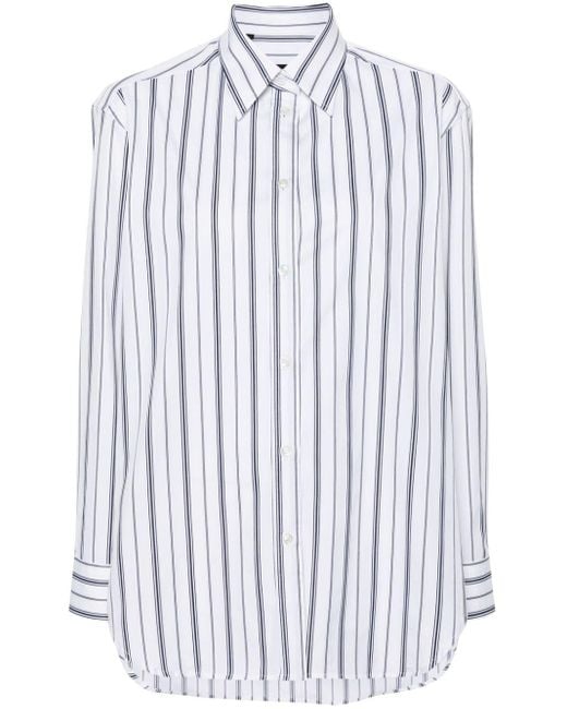 Brioni White Striped Poplin Shirt