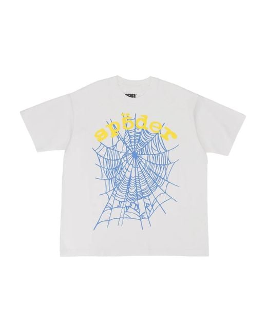 メンズ Sp5der スパイダーウェブ ロゴ Tシャツ White