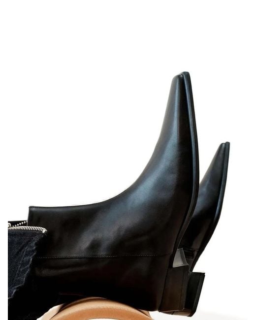 Vagabond Black Zip-Detail Pointed-Toe Boots