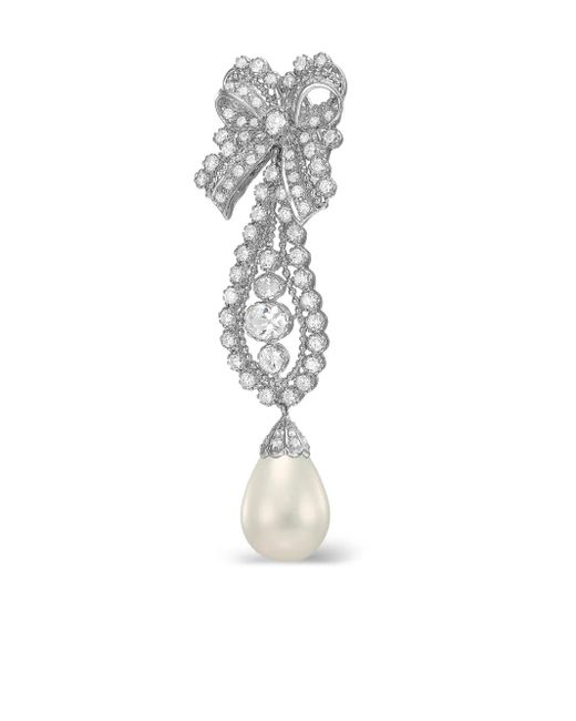 Anabela Chan White 14K And Rhodium Vermeil Dentelle Bow Pearl And Diamond Earrings