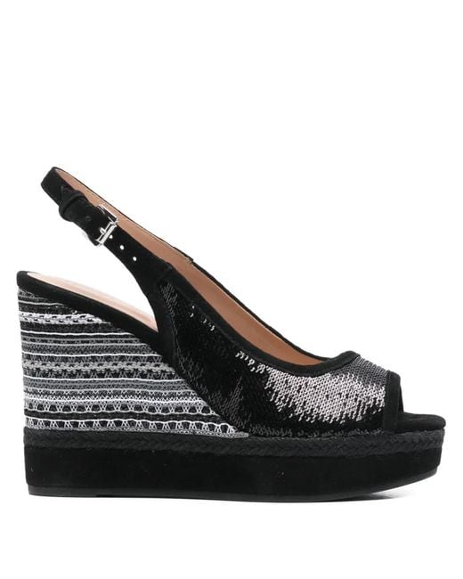 Geox Black 120Mm Yulimar Sequin-Embellished Wedged Sandals