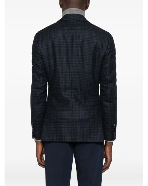 Lardini Blue Checked Patch-Pocket Blazer for men