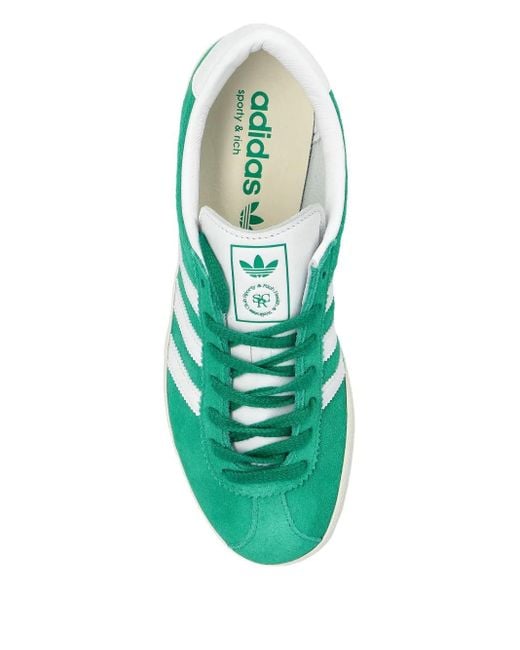 Adidas Green Three-Stripe Suede Sneakers