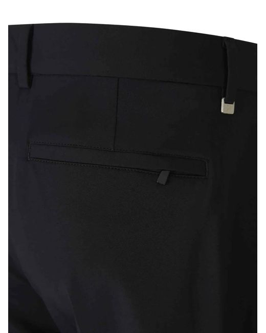 PT Torino Black Logo-Plaque Tailored Trousers for men