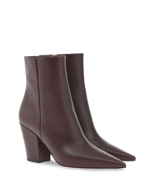 Gianvito Rossi Brown 85Mm Keinna Bootie Pointed-Toe Boots