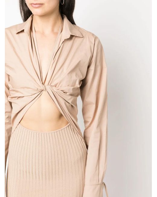 ANDREADAMO Natural Gradient-Effect Ribbed-Knit Midi Dress
