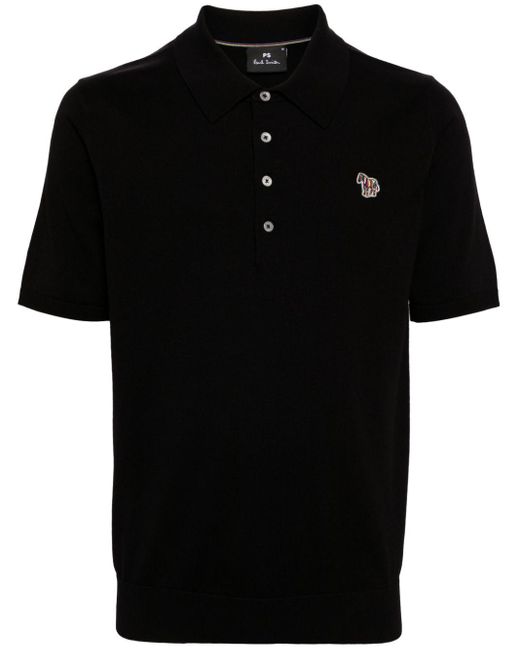 PS by Paul Smith Black Zebra-appliquéd Cotton Polo Shirt for men