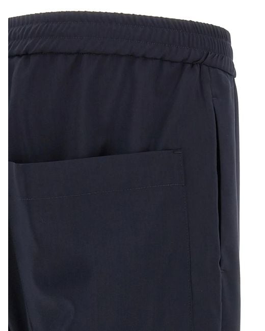 Barena Blue Bativoga Pleated Elastic-Waistband Trousers for men