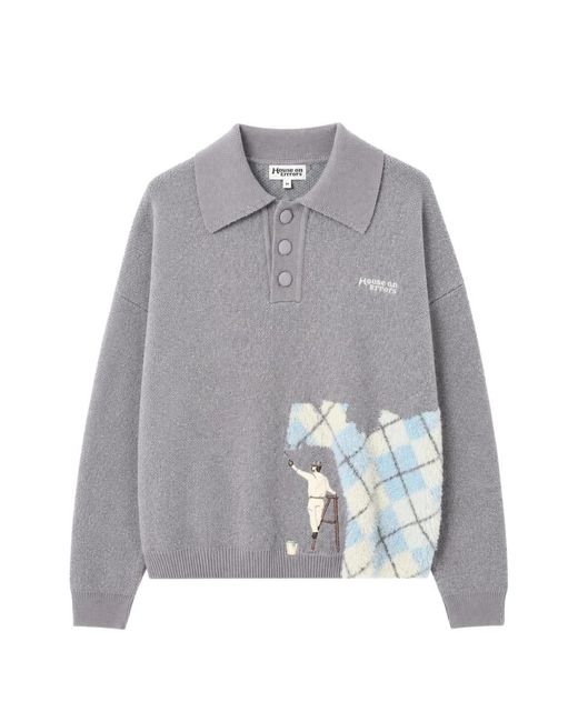 House of Errors Gray Argyle-Intarsia Sweater