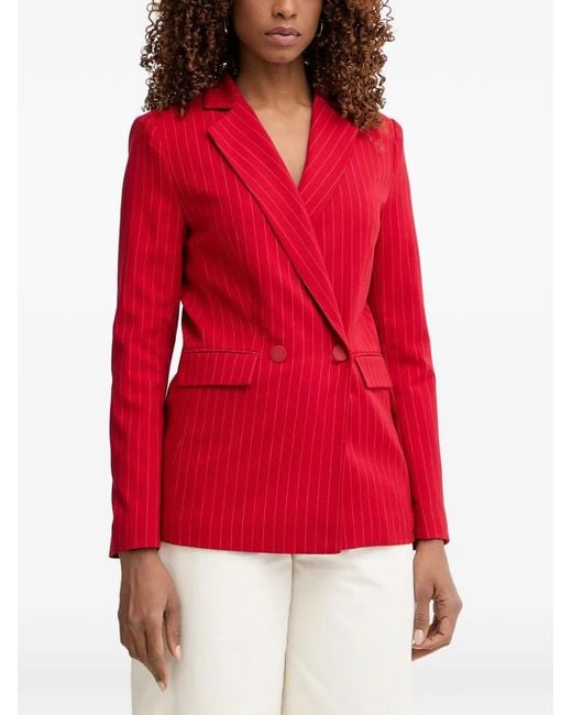 Morgan Red Pinstripe Double-Breasted Blazer
