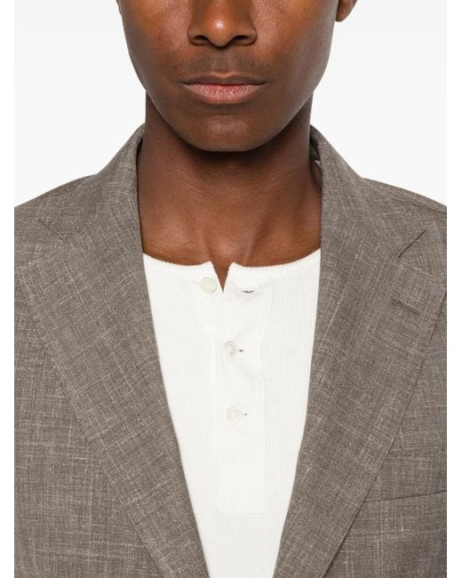 Barba Napoli Brown Single-Breasted Blazer for men