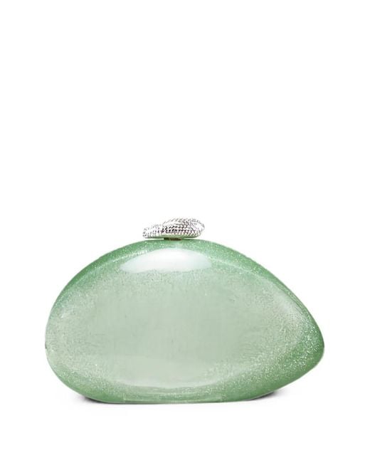 Benedetta Bruzziches Green Ariel Crystal-Embellished Clutch Bag