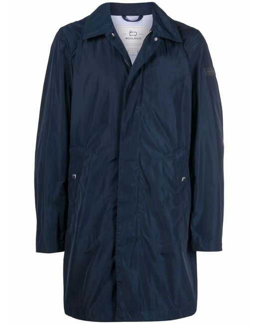 Woolrich Blue City Mid-Length Car Coat for men
