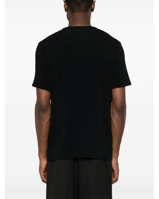Saint Laurent Geripptes T-Shirt mit rundem Ausschnitt in Black für Herren