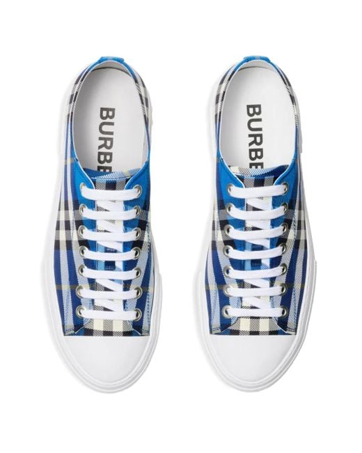 Burberry Blue Checked Sneakers for men