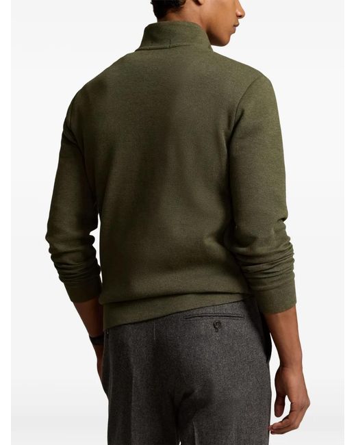 Polo Ralph Lauren Green Quarter-Zip Logo-Embroidered Sweater for men