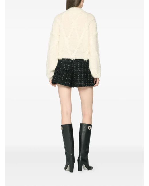 Genny White Textured Pom-Pom Sweater
