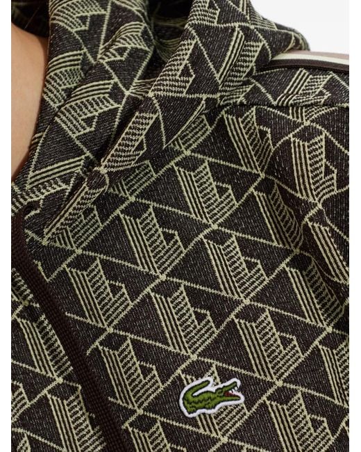 Lacoste Green Monogram-Print Zip-Up Sweatshirt