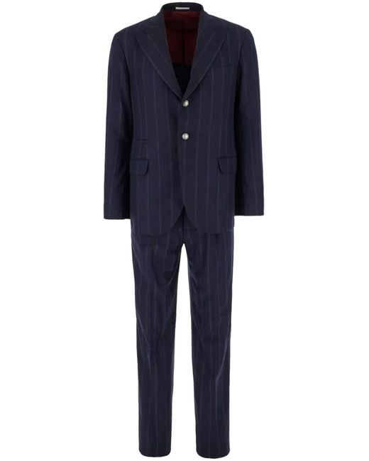 Brunello Cucinelli Blue Striped Suit for men