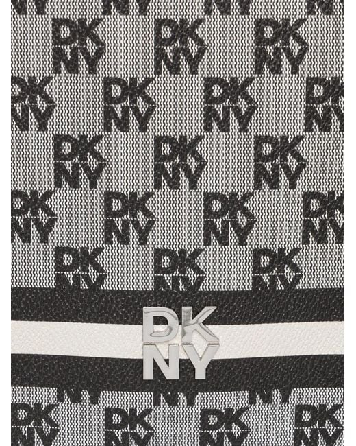 DKNY Gray Logo-Print Striped Laptop Bag