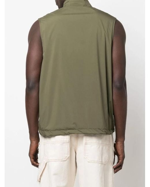 Palm Angels Green Stripe-Trim Gilet Jacket for men