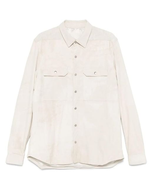 メンズ Rick Owens レザー シャツ White