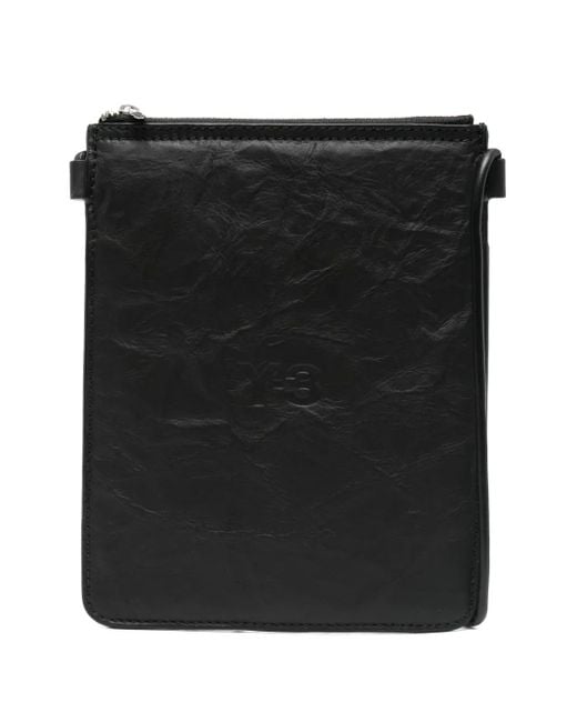 Bolso messenger con sello del logo Y-3 de hombre de color Black