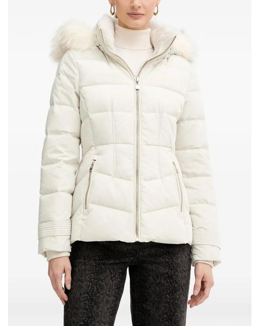 Morgan White Hooded Puffer Jacket