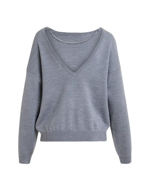 Essentiel Antwerp Gray Chain-Detail Sweater