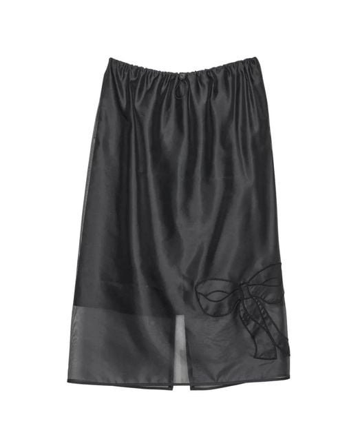 CECILIE BAHNSEN Gray Bria Bow-Appliqué Straight Midi Skirt