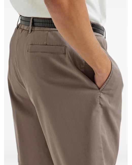 Brunello Cucinelli Gray Garment-dyed Button-fastening Cotton Shorts for men