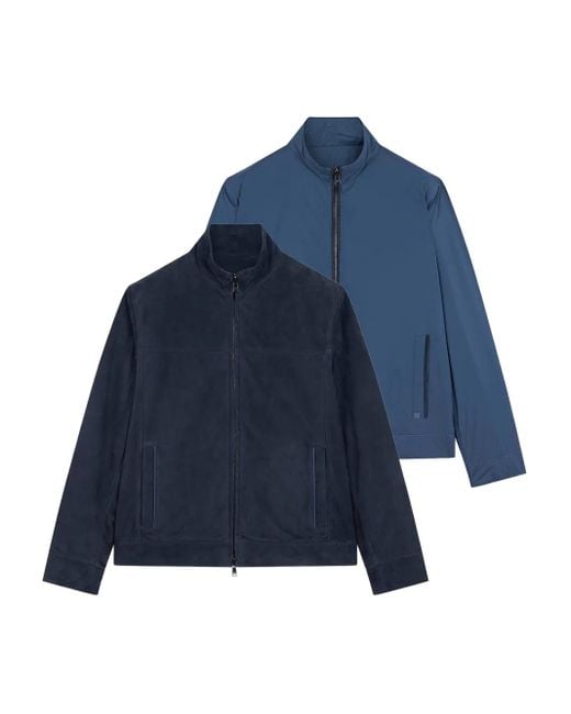 Paul & Shark Blue Reversible Suede Jacket for men