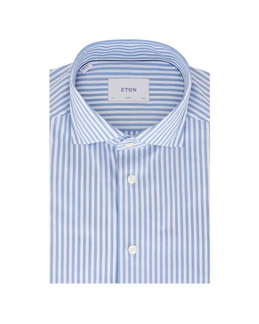 Eton of Sweden Blue Striped Slim-Fit Oxford Shirt for men