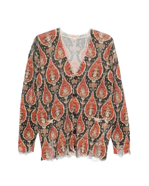 R13 Black Paisley Distressed Cardigan