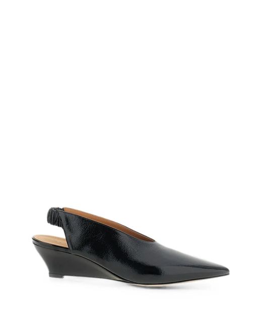 Odissi Black Pointed-Toe Wedge Pumps
