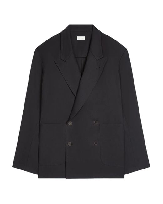 Dries Van Noten Black Double-Breasted Blazer for men