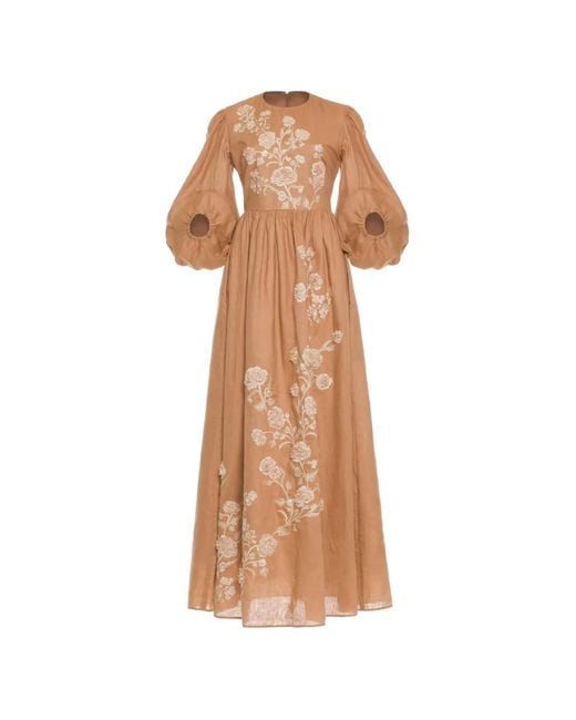 Agua Bendita Natural Raquel Quebrada Embroidered Maxi Dress