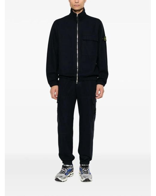 Stone Island Blue Pantalon Cargo À Patch Logo for men