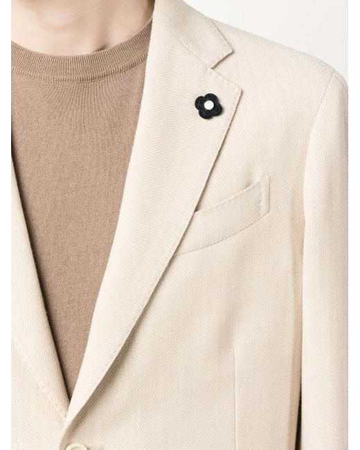 Lardini Natural Woven Single-Breasted Blazer for men
