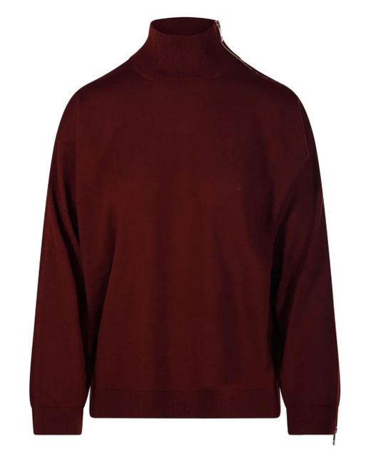 Nude Red Side Zip Turtleneck Sweater