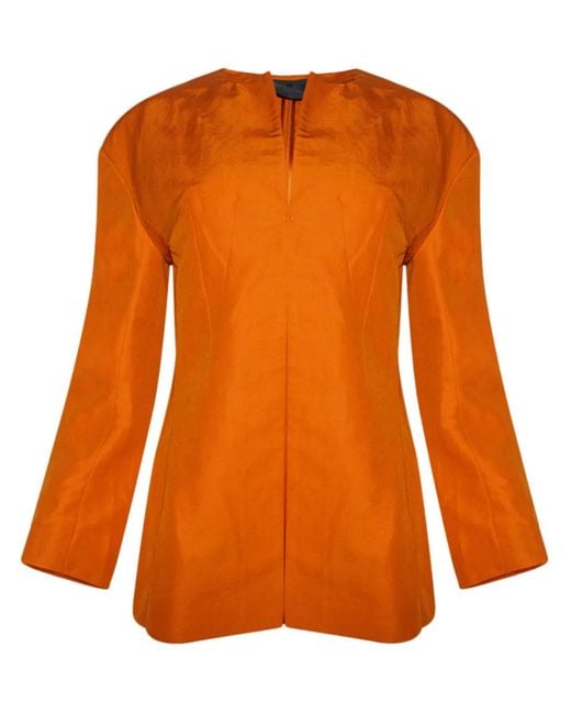 Givenchy Orange Hemd Aus Leinen Und Seide Mit 4G Liquid-Detail