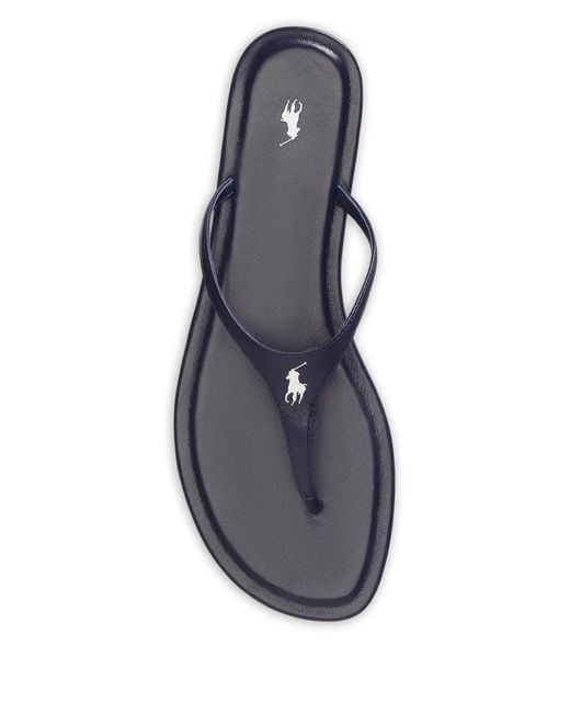 Polo Ralph Lauren Blue Logo-Debossed Thong Sandals