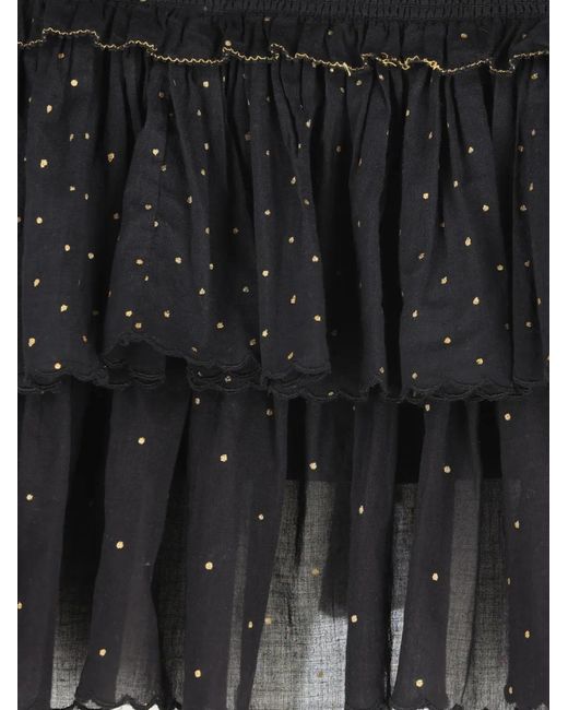 Isabel Marant Black Jupe Mi-Longue À Volants Superposés