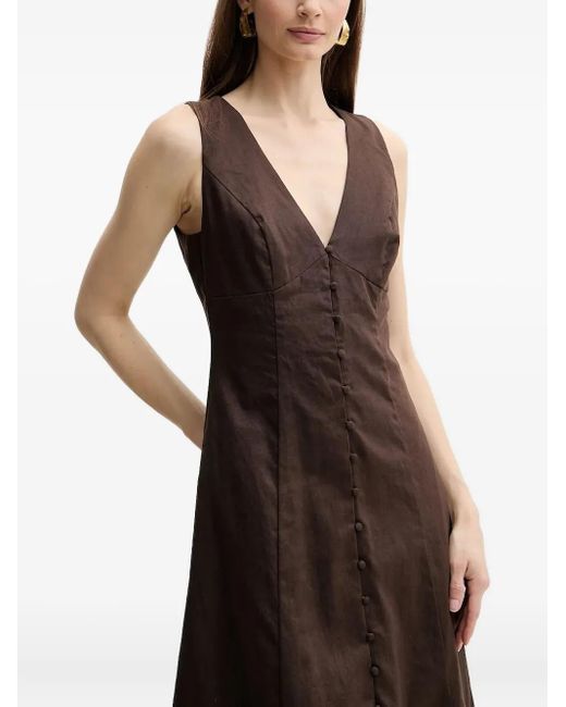 Bardot Brown Button-Front Midi Dress