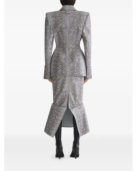 Mugler Gray Snake-Print Zip Jacket